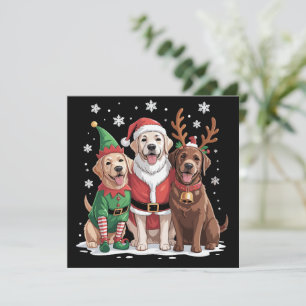 Cartão De Festividades Cães de Natal Labrador Retriever Papai Noel Rena