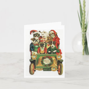Cartão De Festividades Cães De Natal No Carro