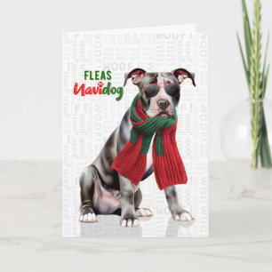 Cartão De Festividades Cães de Terriers Staffordshire Pulgas Navidog Nata