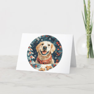 Cartão De Festividades Cães de varejo de Ouro de Natal