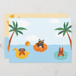 Cartão De Festividades Cães de verão na praia