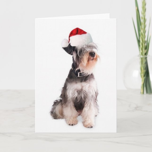 Cartão De Festividades Cães Ditzy~Notecard Original~Miniatura Schnauzer (Frente)