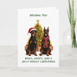 Cartão De Festividades Cães Doberman Natal