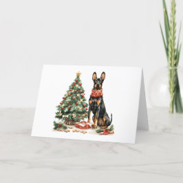 Cartão De Festividades Cães Dobermann de Natal
