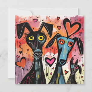 Cartão De Festividades Cães e Corações de São Valentão