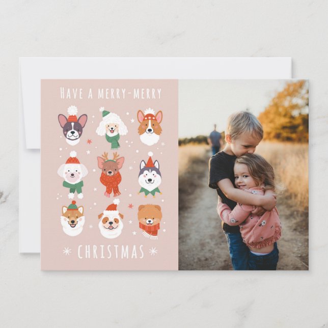 Cartão De Festividades Cães Feliz-Natal (Frente)