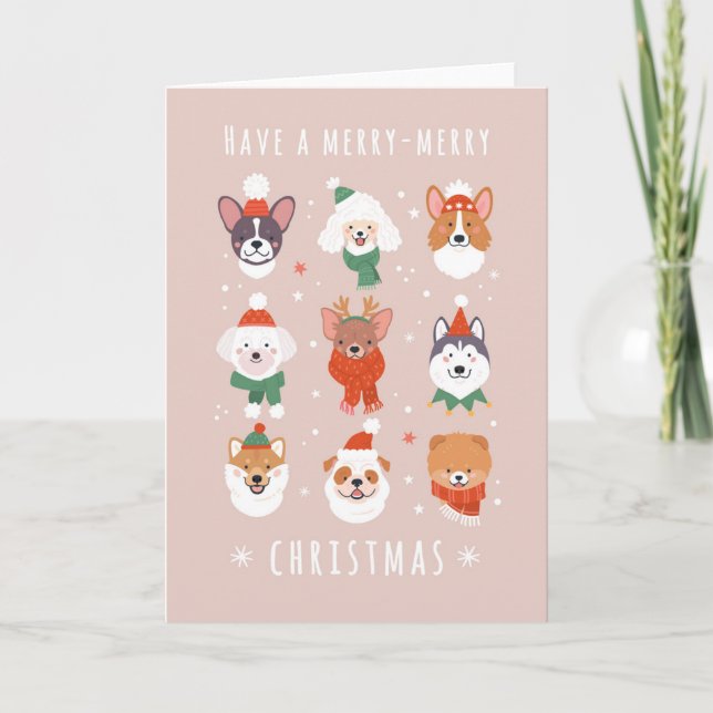 Cartão De Festividades Cães Feliz Natal (Frente)