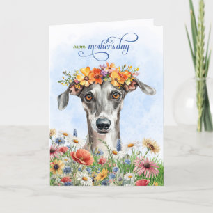 Cartão De Festividades Cães Greyhound Flores Silvestres Dia das Mães