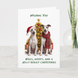 Cartão De Festividades Cães Greyhound Natal