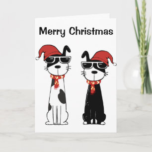 Cartão De Festividades Cães Legais Feliz Natal