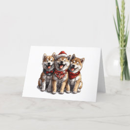 Cartão De Festividades Cães Papais noeis de Shiba Inu de Natal