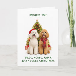 Cartão De Festividades Cães Poodle de Natal