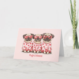 Cartão De Festividades Cães Pug E Kisses Dias de os namorados Pug