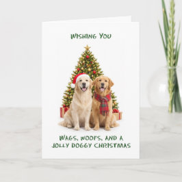 Cartão De Festividades Cães Retrievers Dourados Natal