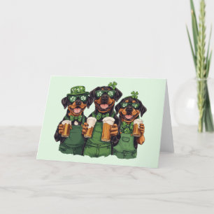 Cartão De Festividades Cães Rottweiler do Dia de São Patrício