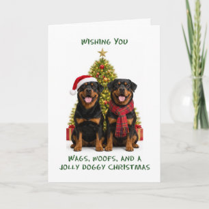 Cartão De Festividades Cães Rottweiler Natal