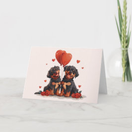 Cartão De Festividades Cães Rottweiler no Dia dos Namorados