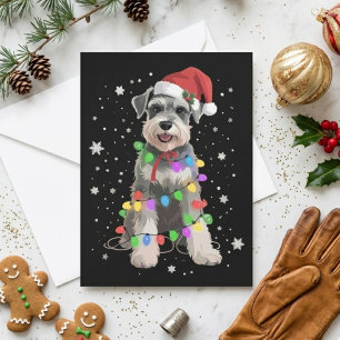 Cartão De Festividades Cães Schnauzer Árvore Natal Pet Animal Cachorro 