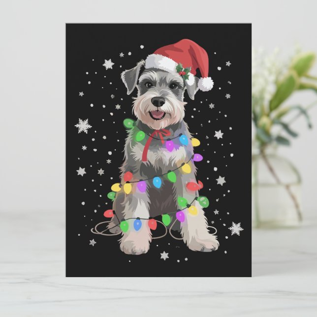 Cartão De Festividades Cães Schnauzer Árvore Natal Pet Animal Cão  (Em pé/Frente)