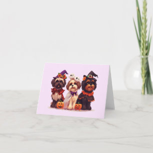 Cartão De Festividades Cães Shih Tzu de Halloween