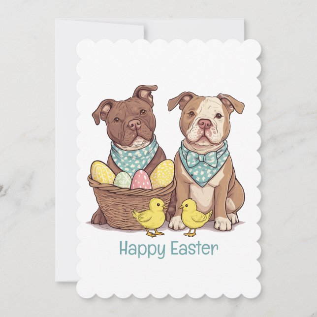 Cartão De Festividades Cães Touro-felz pascoa (Frente)