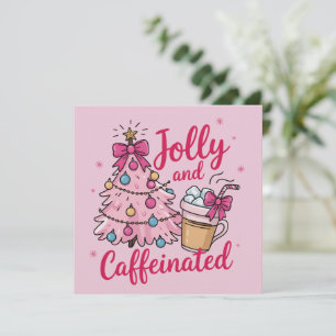 Cartão De Festividades Café Alegre & Cafeinado Natal Retro na Moda