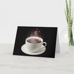 Cartão De Festividades Café com Corações Namorados
