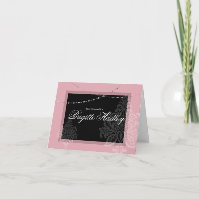 Cartão De Festividades Café da manhã e Brunch rosa e preto (Frente)