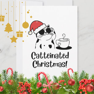 Cartão De Festividades Café de Natal Catteinated e Férias para Amantes de