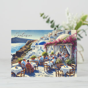 Cartão De Festividades Café em Santorini