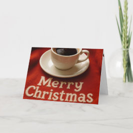 Cartão De Festividades Café Feliz Natal em um Cobertor Vermelho