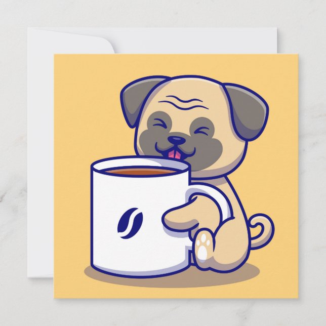 Cartão De Festividades Café Pug (Frente)
