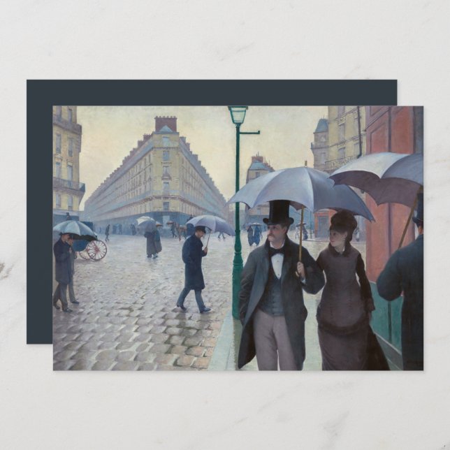 Cartão De Festividades Caillebotte - Feliz ano novo / Paris; Rainy Day (Frente/Verso)