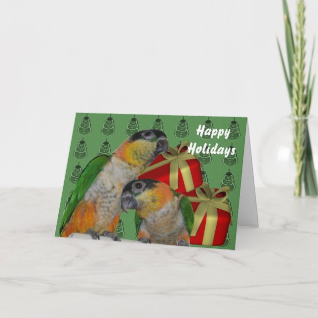 Cartão De Festividades Caique Parrots Christmas Holiday Card (Frente)