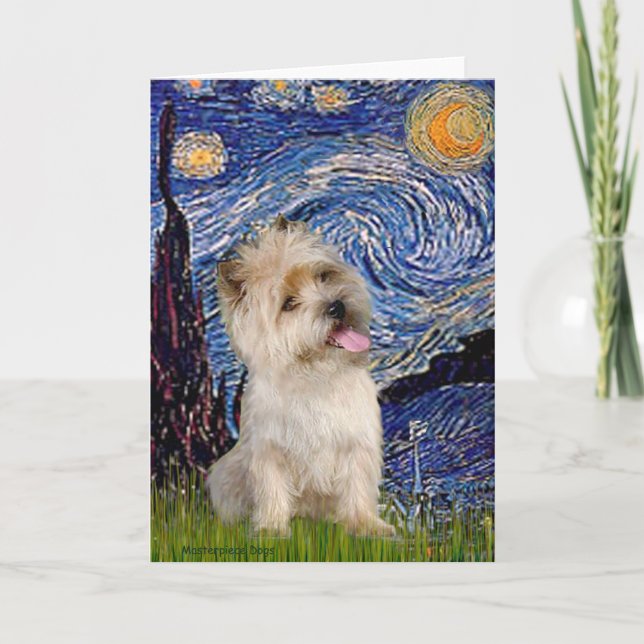 Cartão De Festividades Cairn Terrier 9 - Starry Night (Frente)