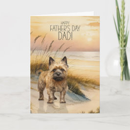 Cartão De Festividades Cairn Terrier Dog Sunset Beach Father's Day