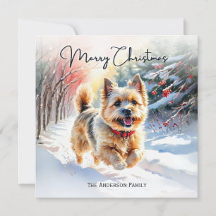 Cartão De Festividades Cairn Terrier Na Neve Natal Feliz