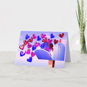 Cartão De Festividades Caixa de Correio de Corações do namorados