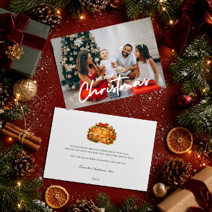 Cartão De Festividades Caixa de Presente de Natal de Gato Laranja Foto Ac