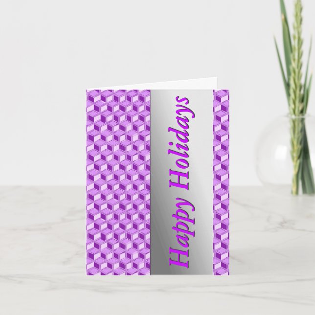 Cartão De Festividades Caixas 3d cromo - violeta roxa (Frente)