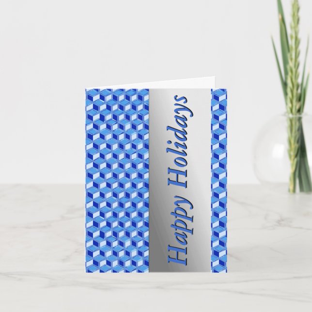 Cartão De Festividades Caixas de 3 d crômicos - azul de cobalto (Frente)