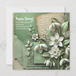 Cartão De Festividades Caixas de neve e papéis rasgados da Watercolor vin