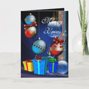 Cartão De Festividades Caixas Presente Merry Xmas Bolas De Natal
