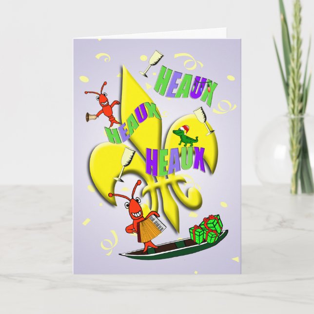 Cartão De Festividades Cajun Crawfish Christmas (Frente)