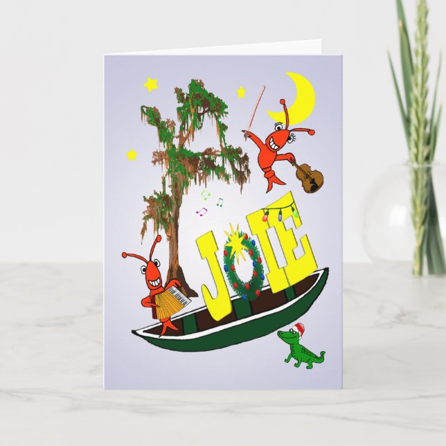 Cartão De Festividades Cajun Joy Christmas in French (Frente)