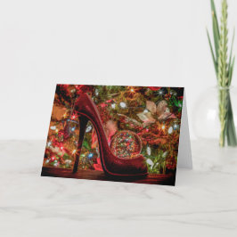 Cartão De Festividades calçado 5258-2-Vermelho com Árvore de Natal