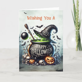 Cartão De Festividades Caldeirão de Bruxas Feliz Halloween