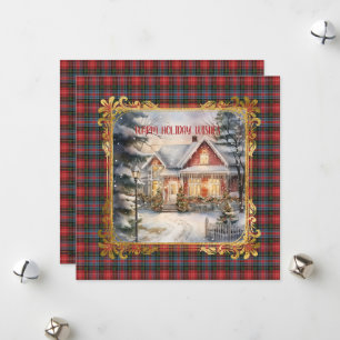 Cartão De Festividades Caledônia Tartã Escocesa Moderna Natal