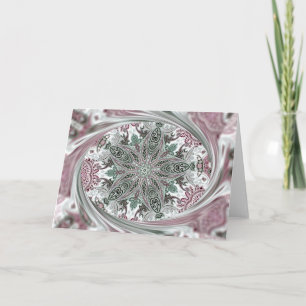 Cartão De Festividades Caleidoscópio cor-de-rosa de Paisley para o Natal