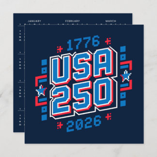 Cartão De Festividades Calendar USA 250 – 1776 to 2026 Pixel Art
